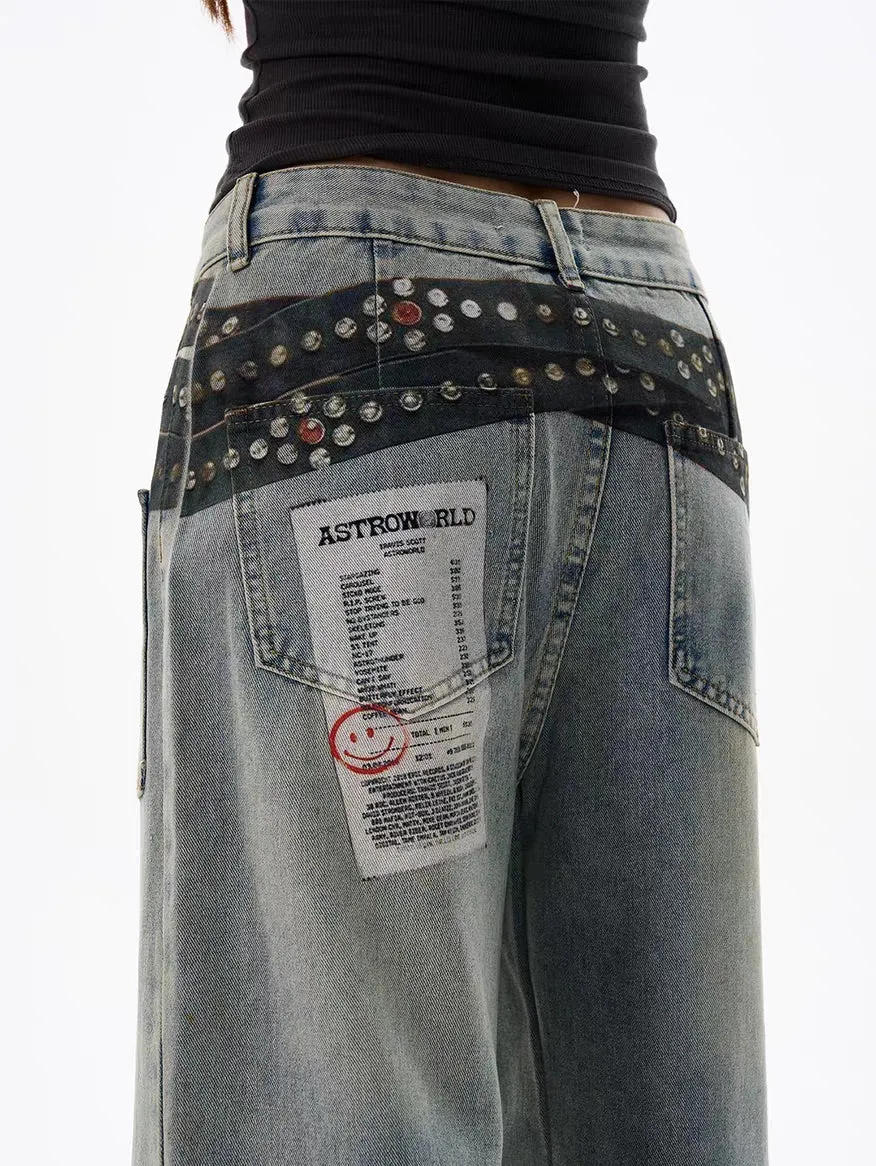 Badge Patch Wide-Leg Jeans