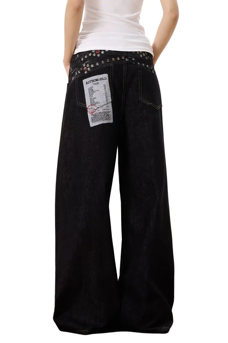 Badge Patch Wide-Leg Jeans