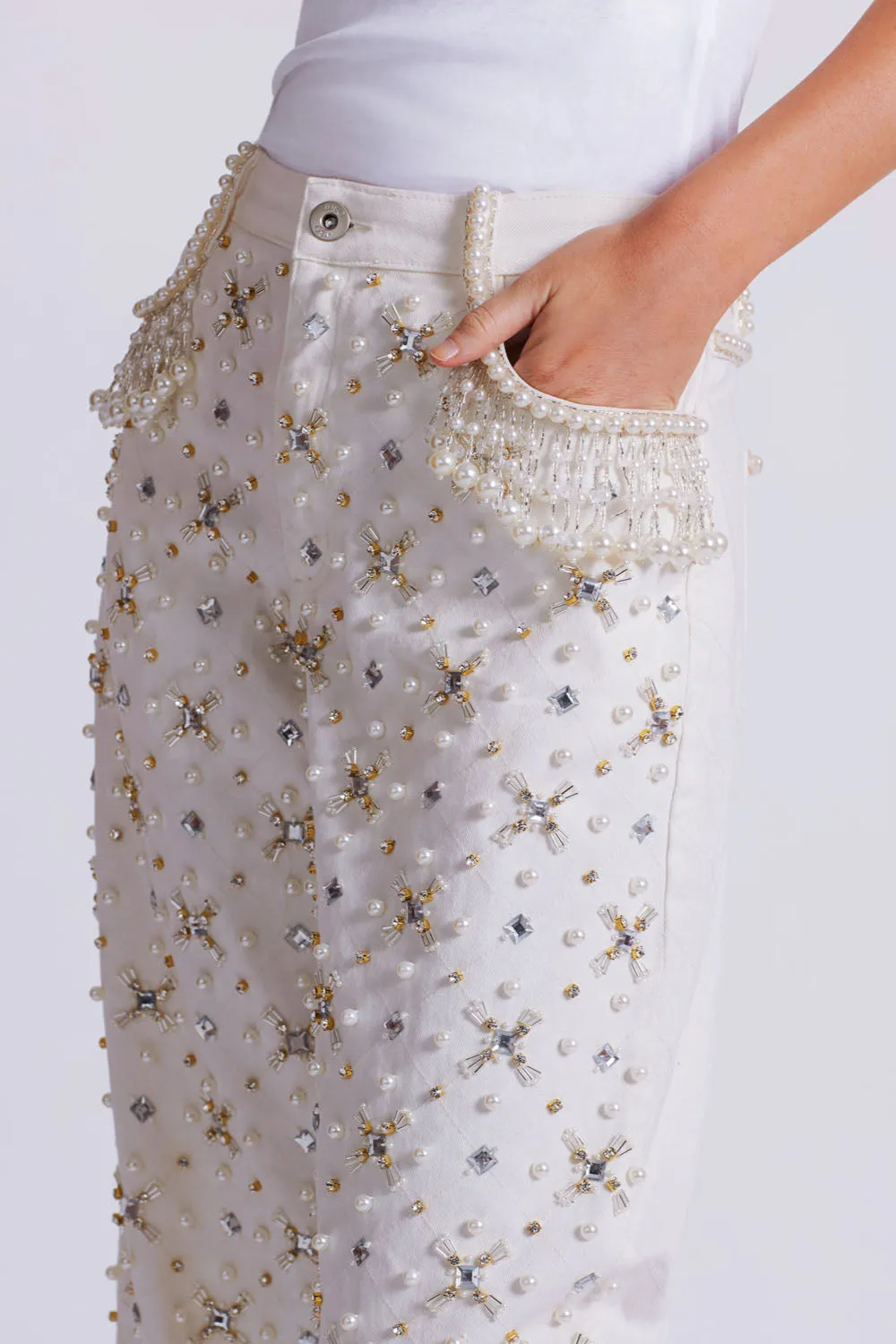 Beaded Wide Leg Jeans