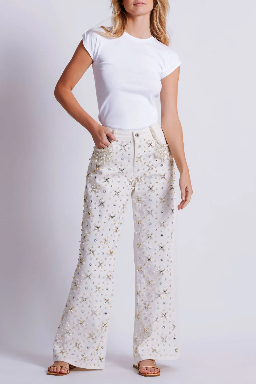 Beaded Wide Leg Jeans
