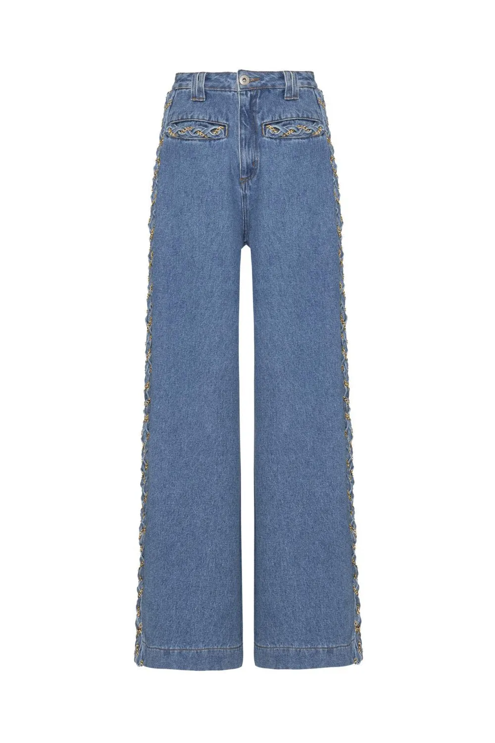Braided Wide Leg Jeans
