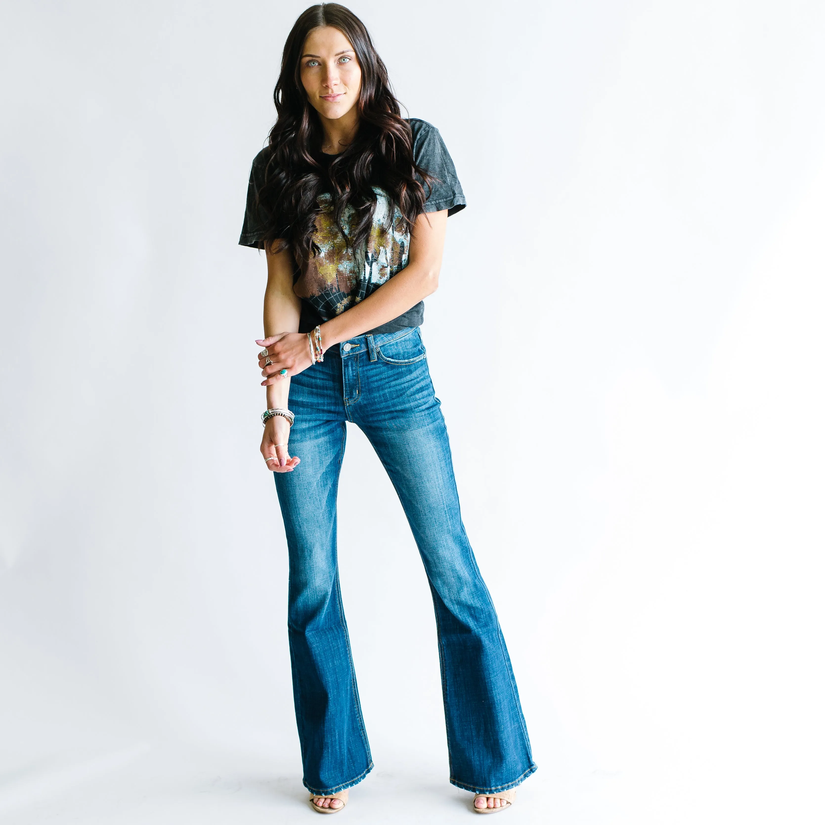 Have It All Dark Wash Kancan Flare Petite/Regular Sizing