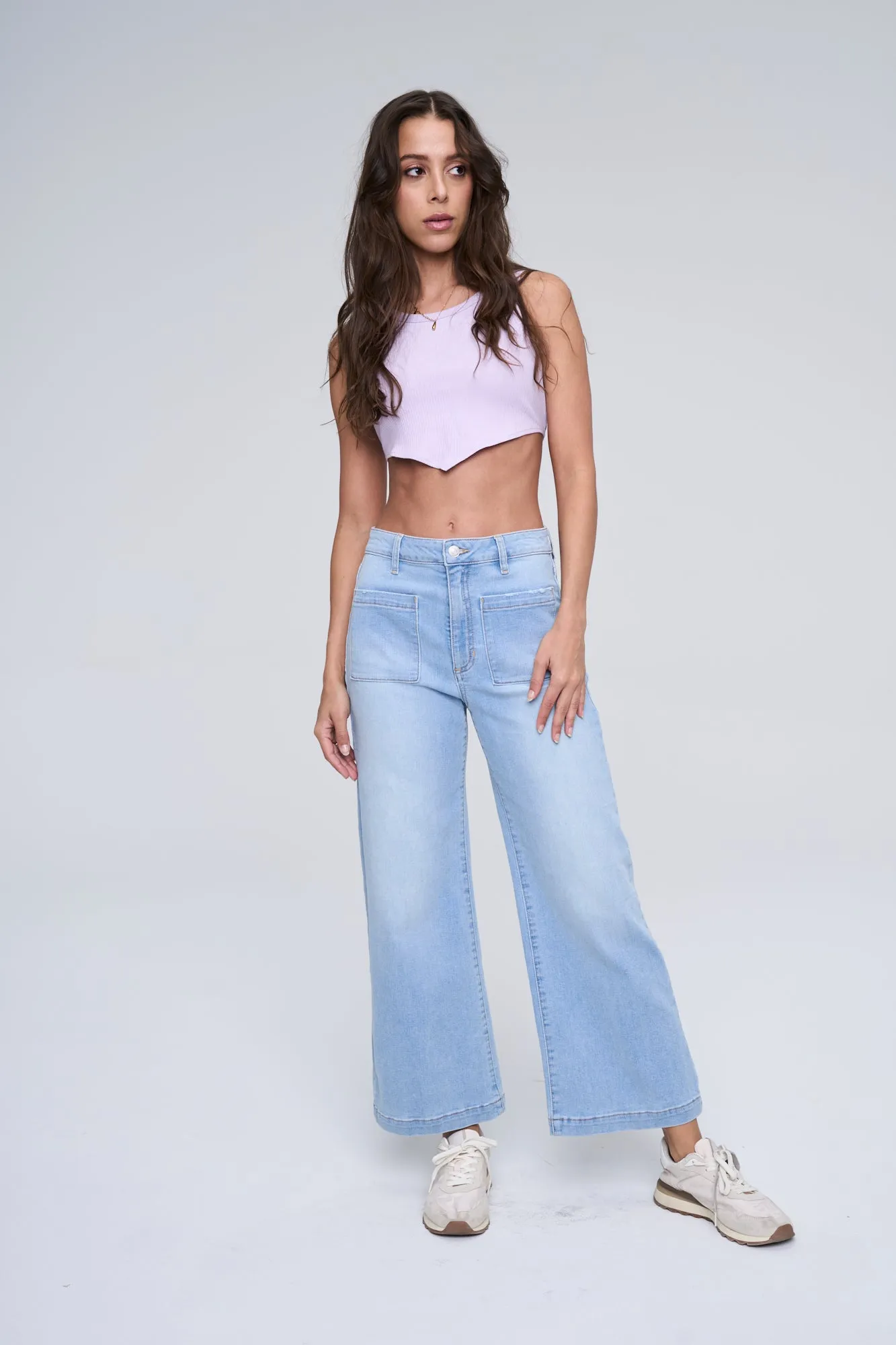 HIGH RISE CROP WIDE LEG IN MEDIUM LIGHT  / SP-P12649