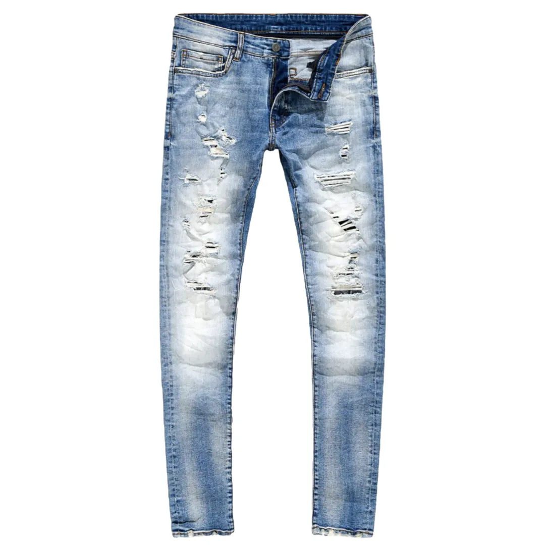 JORDAN CRAIG SKINNY FIT CRUSHED JEANS - STUDIO BLUE
