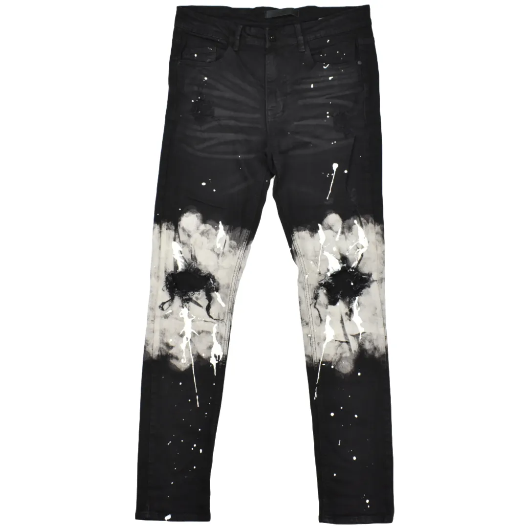 KDNK PAINTED SKINNY RIPPED JEANS