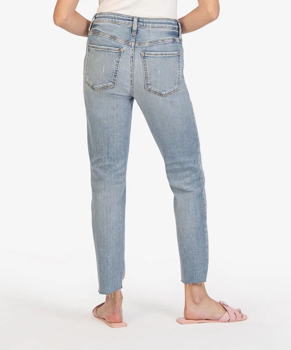 KUT Rachael High Rise Fab Ab Mom Button Fly Raw Hem
