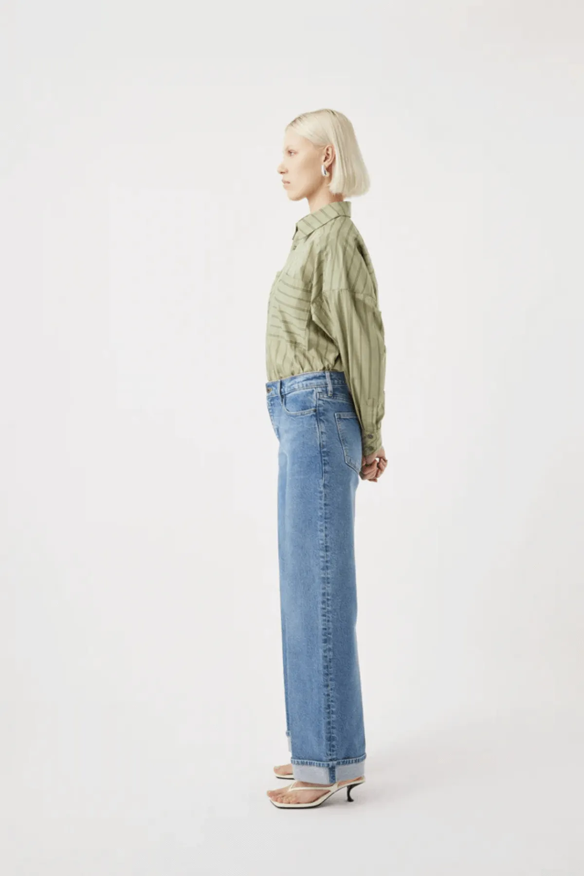 MIA CUFFED MID WIDE JEAN MERIDIAN MID BLUE