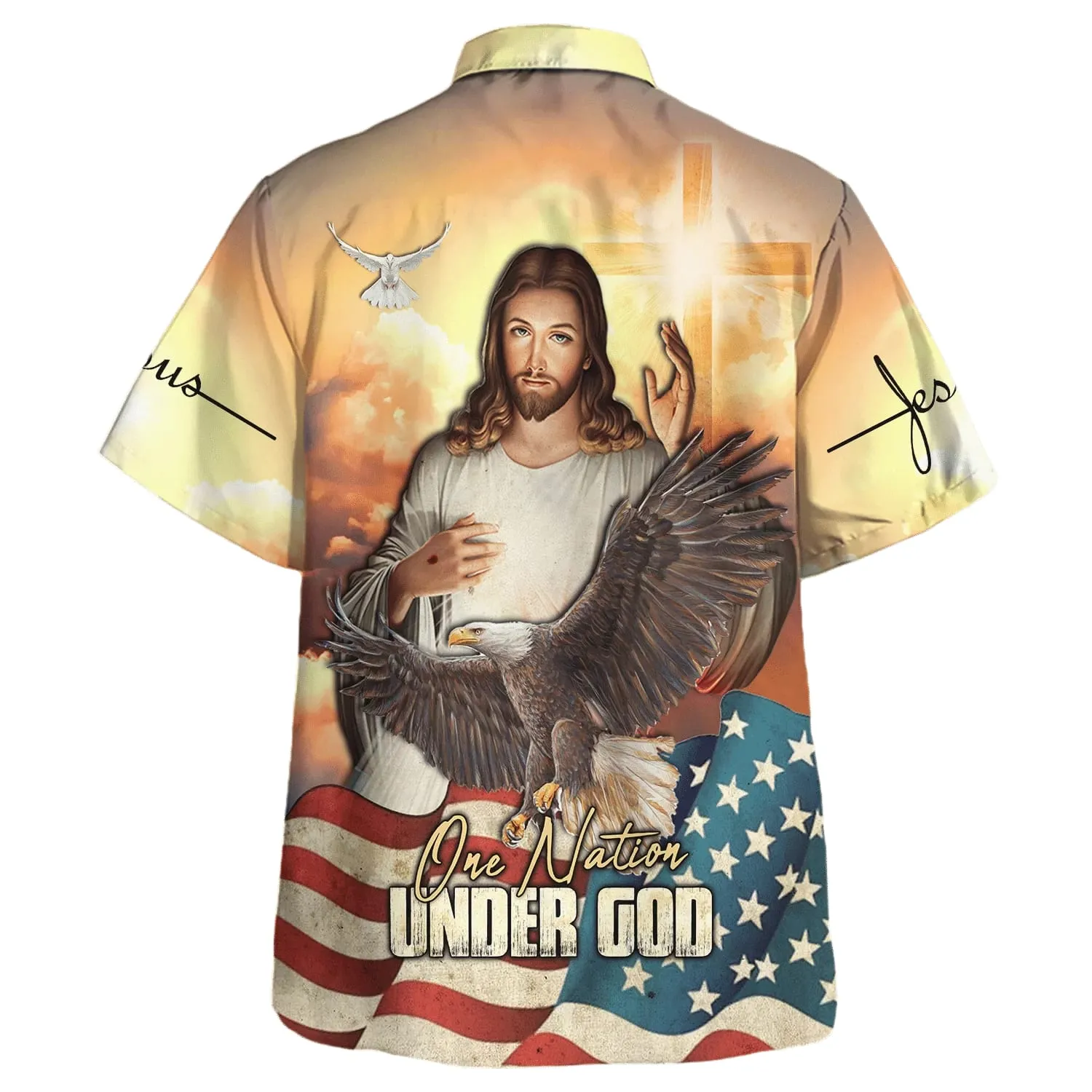 One Nation Under God Jesus Eagle American Flag Hawaiian Shirts For Men & Women - Christian Hawaiian Shirt - Hawaiian Summer Shirts