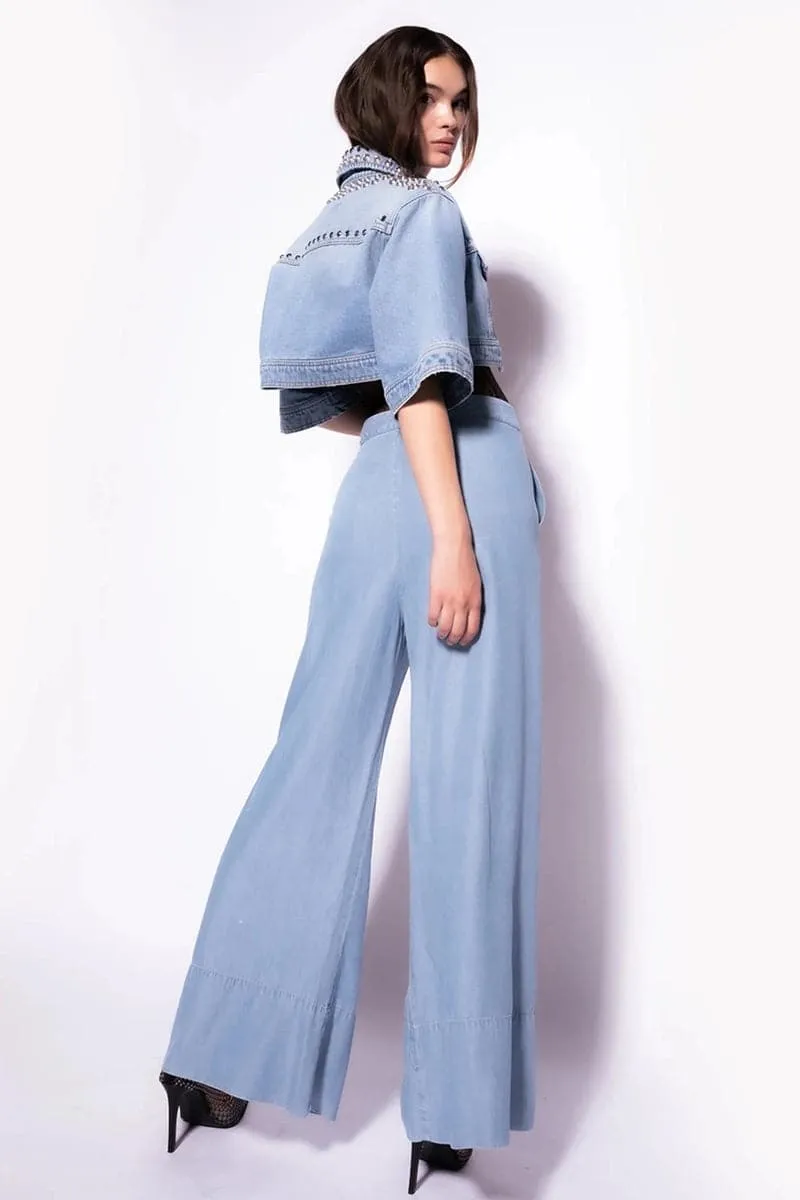 PANTALONI WIDE-LEG DENIM LYOCELL
