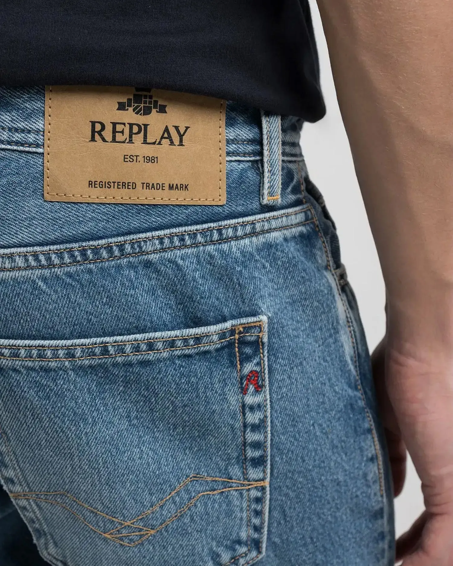 Replay Grover Straight Fit Mens Jeans - Medium Blue