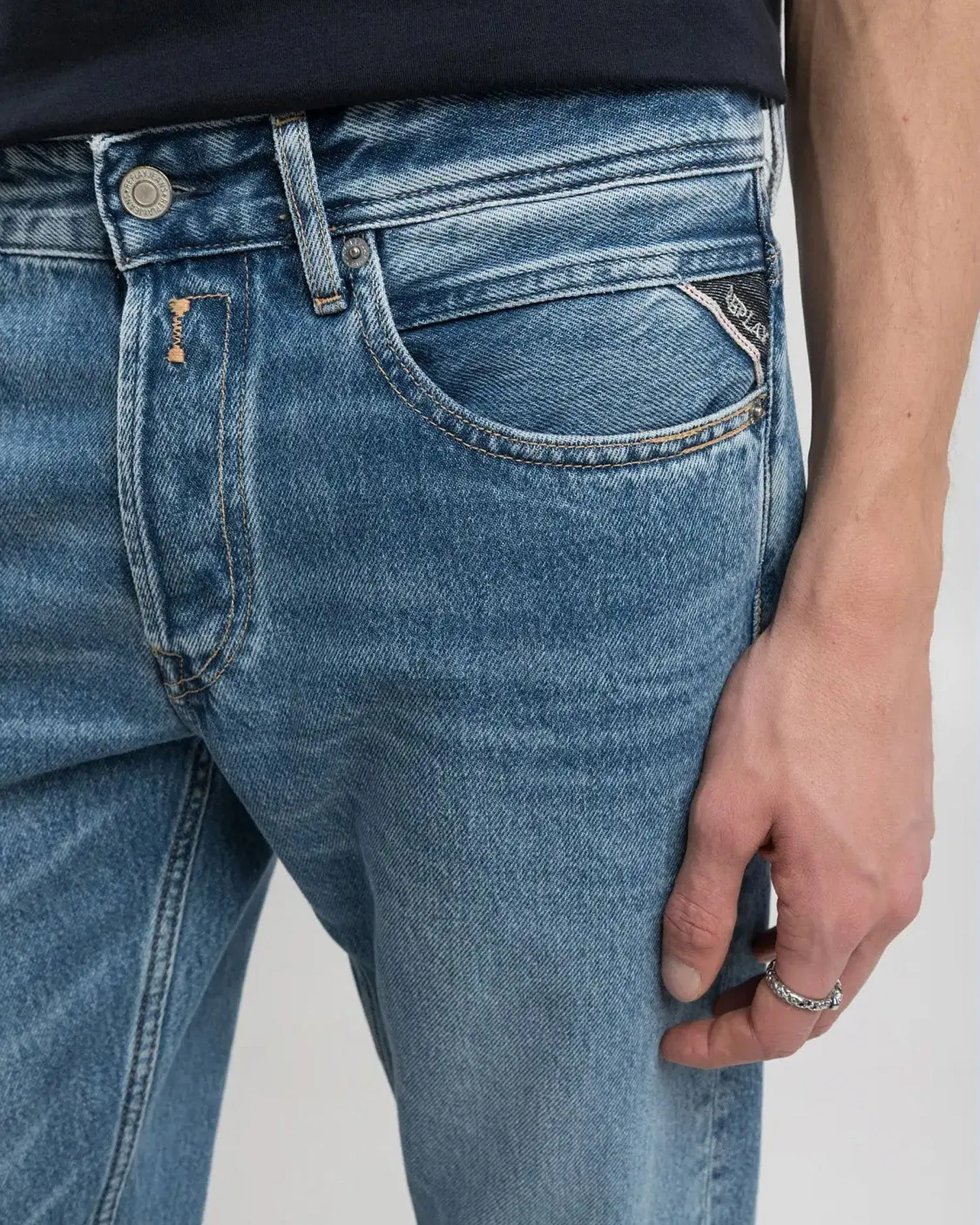 Replay Grover Straight Fit Mens Jeans - Medium Blue