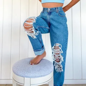 Ripped High-Rise Jeans