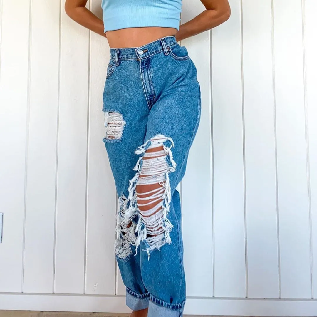 Ripped High-Rise Jeans