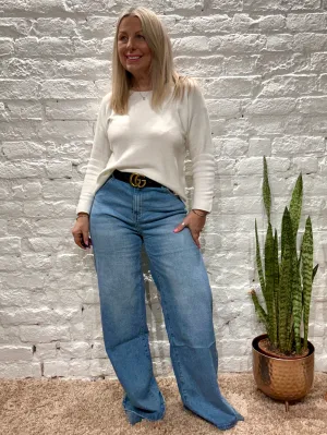 The Blue Berry Wide Leg Stretch Light Blue Jeans