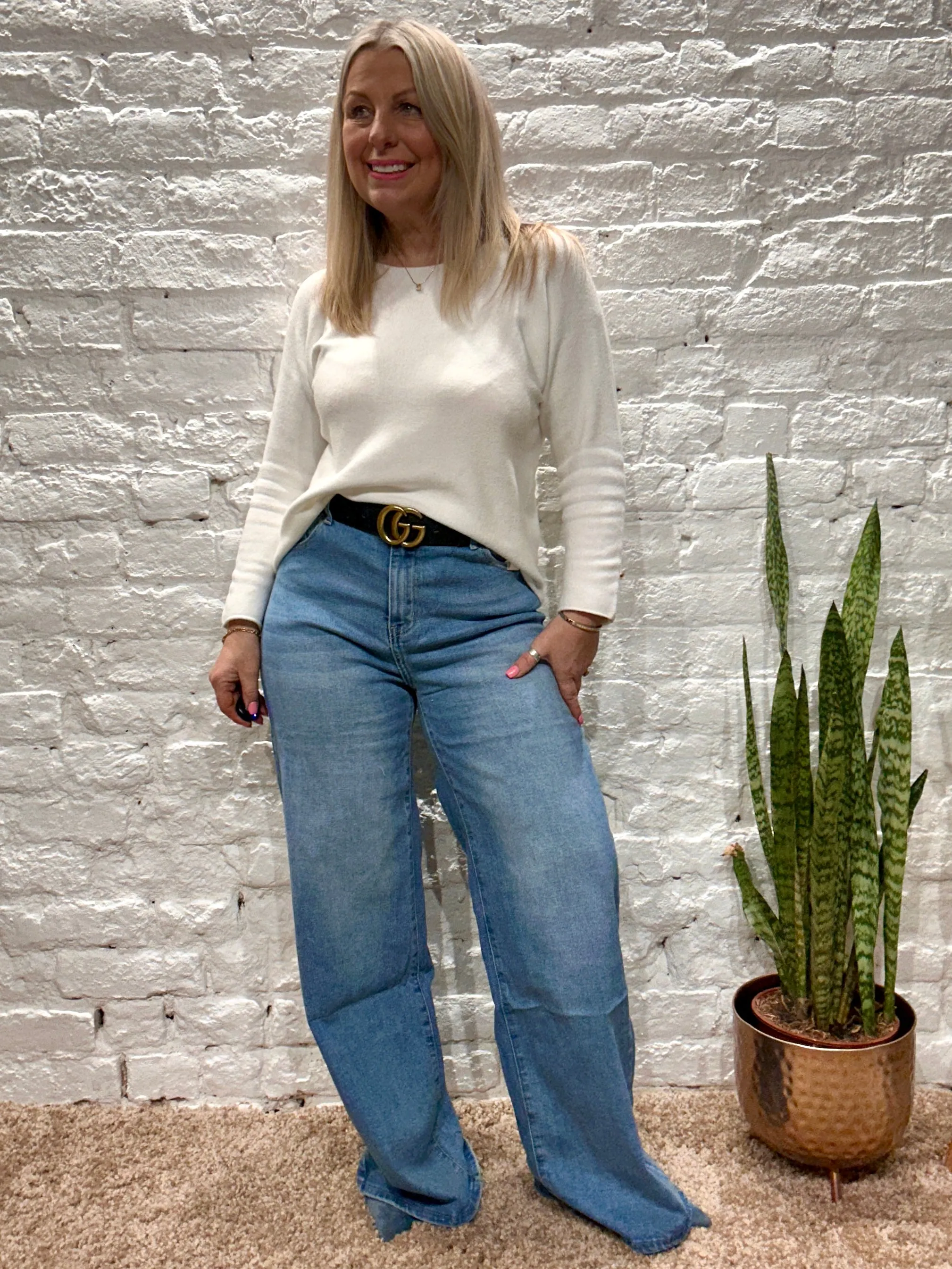 The Blue Berry Wide Leg Stretch Light Blue Jeans