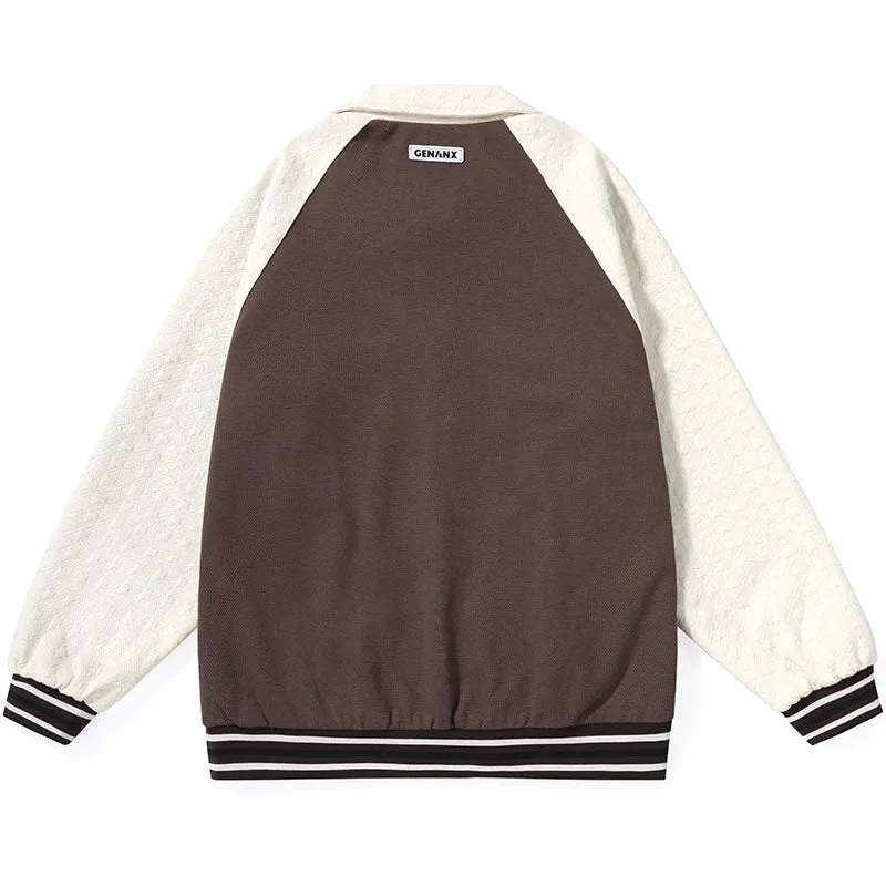 Vintage American Letter Embroidery Couple Jacket