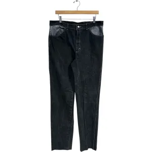 Vintage Contrast Waist Straight Leg Denim Jeans 34 x 32