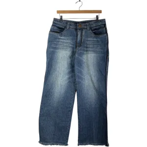 Vintage Women's Carven Fringed Straight Leg Baggy Denim Jeans 33x29