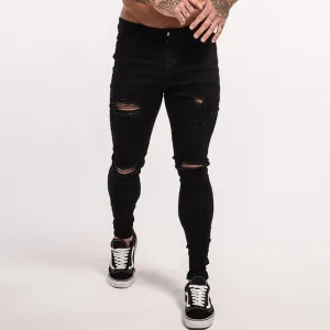 West Louis Black Stretchy Ripped Skinny Jeans