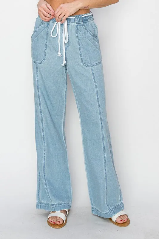 Wide-Leg Pull On Jeans