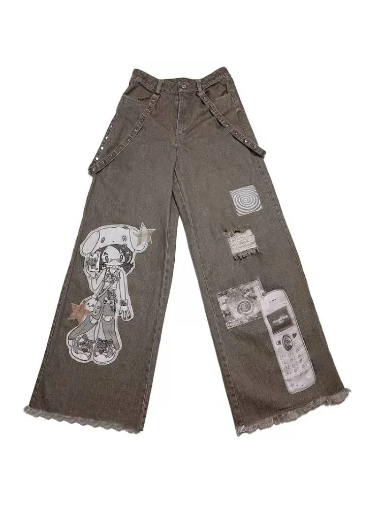 Wide-leg washed jeans【s0000009113】