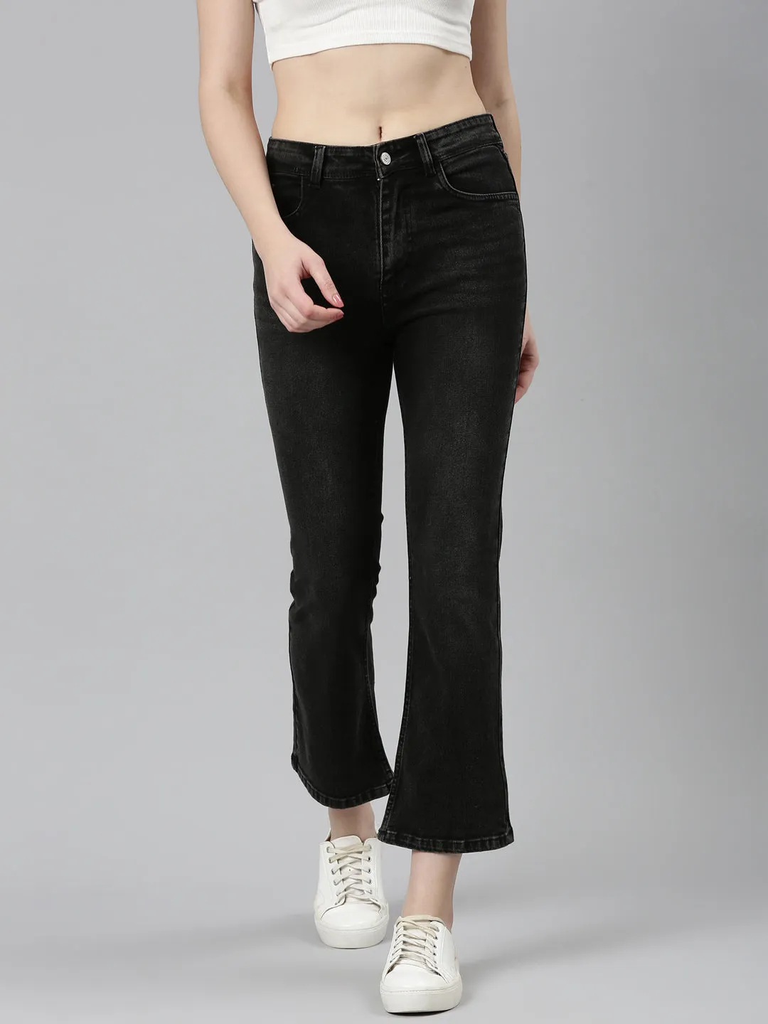 Women Grey Bootcut Light Fade Denim Jeans