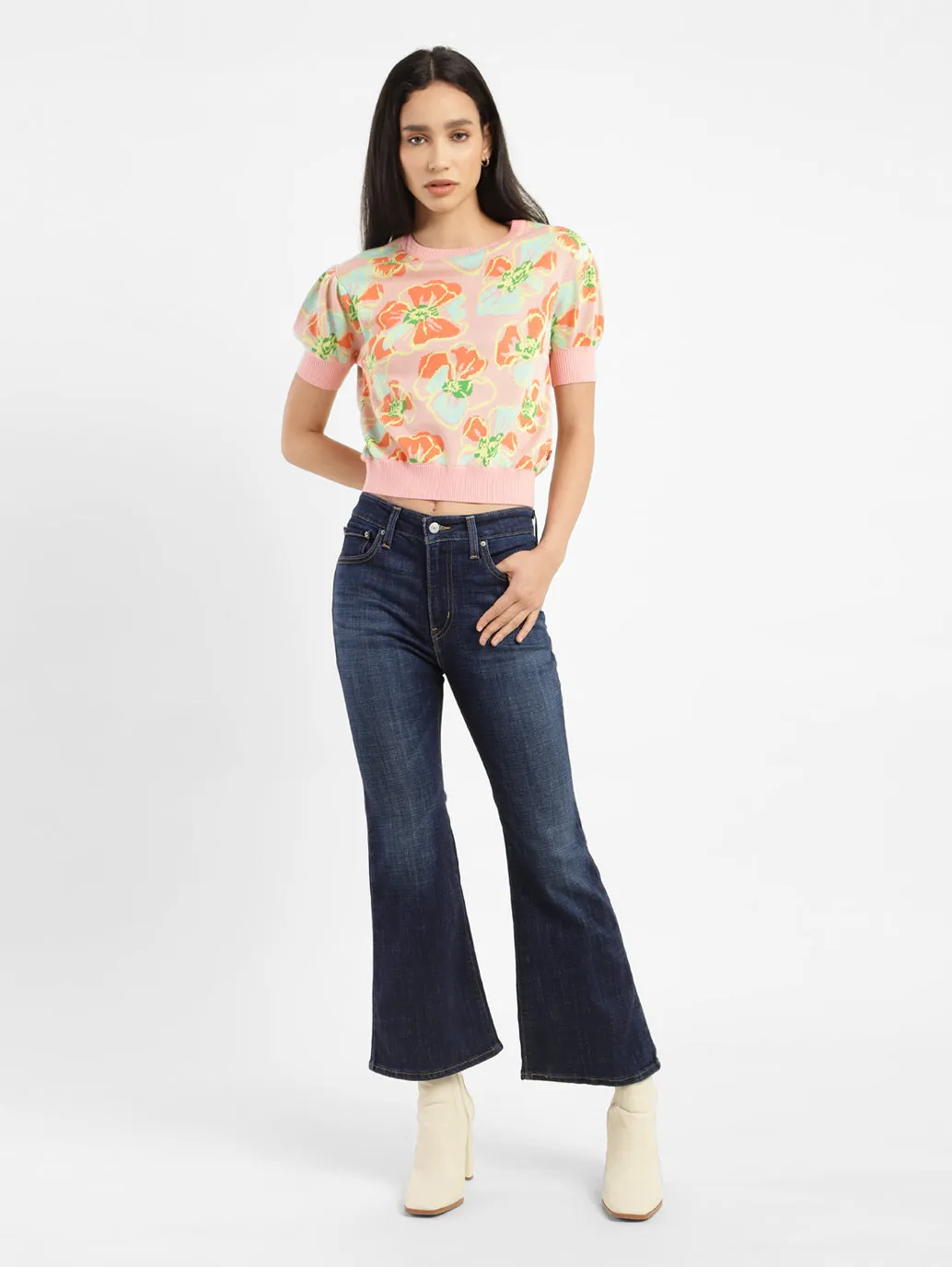 Women's 726 Blue Bootcut Fit Mid Rise Jeans