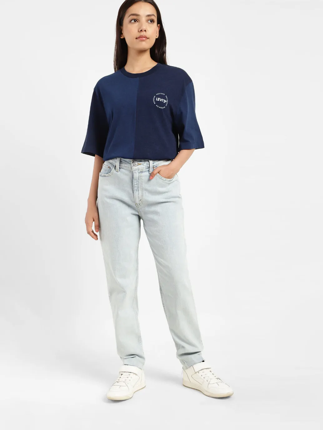 Women's 80s Blue Bootcut Fit Mid Rise Jeans