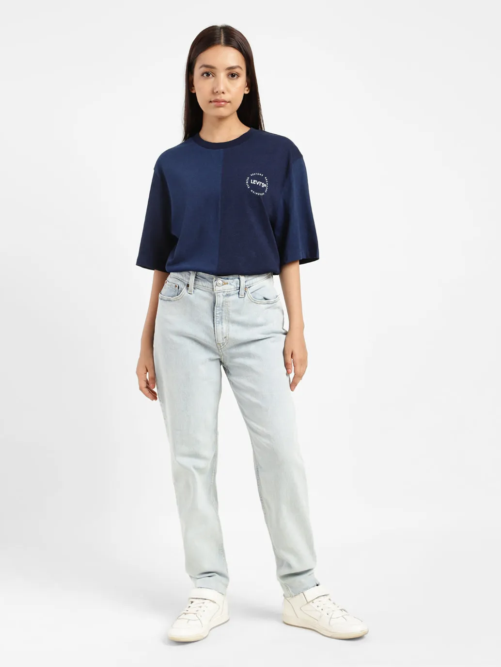 Women's 80s Blue Bootcut Fit Mid Rise Jeans