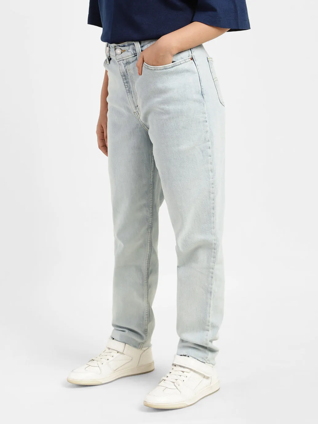 Women's 80s Blue Bootcut Fit Mid Rise Jeans