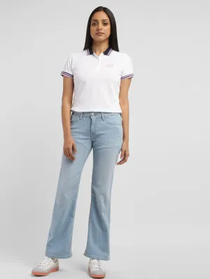 Women's Blue Bootcut Fit Mid Rise Jeans